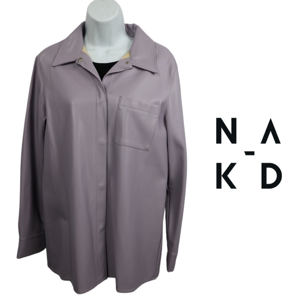 NAKD Lavender Faux Leather Button Up Shirt - Size 38